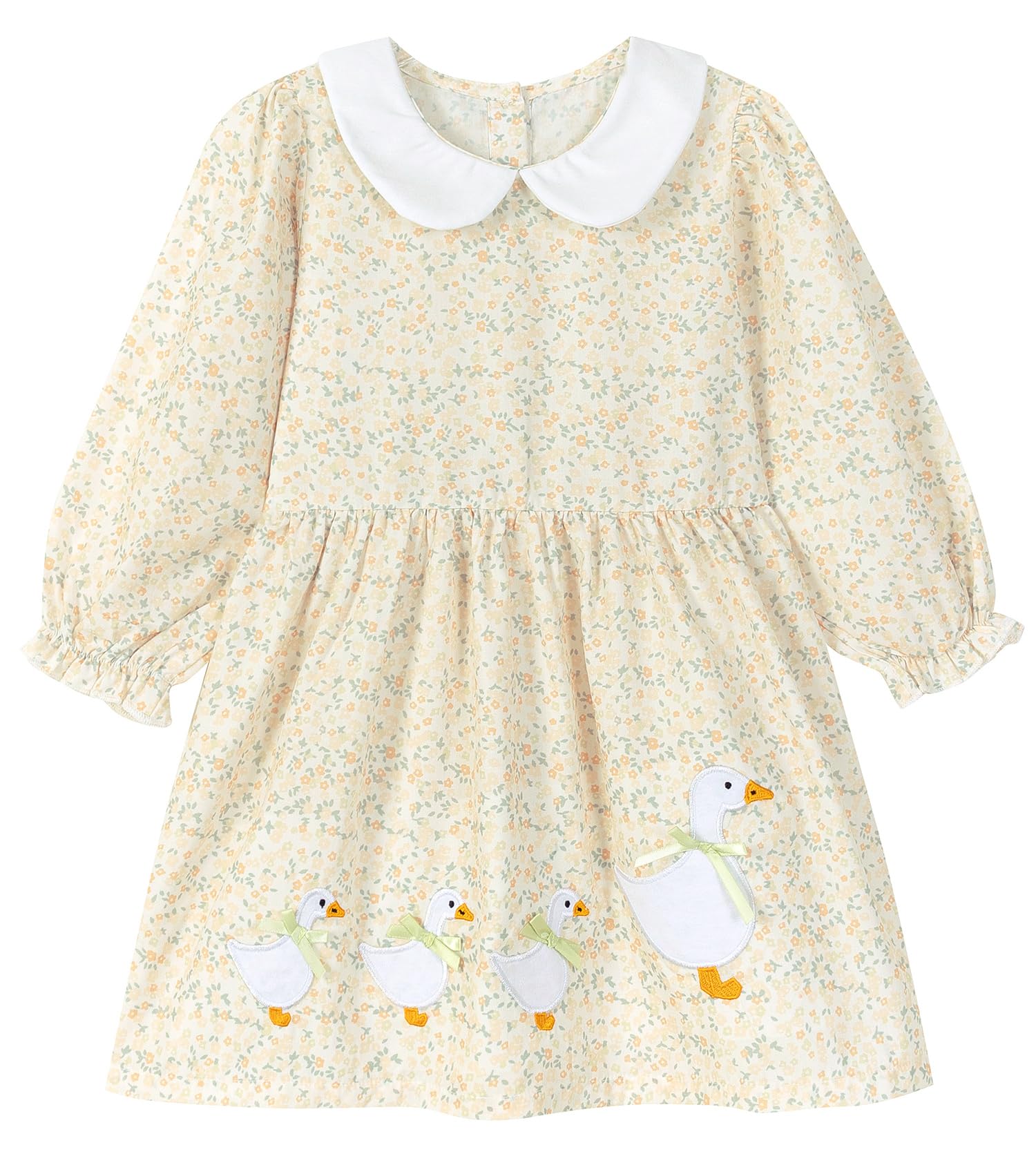 Photo 1 of FreeLu Girls Striped Casual Dress - Floral Ducks, 2T