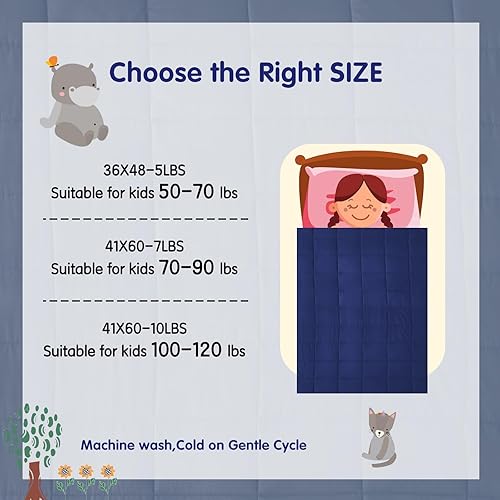 Vista 161 de yescool - Manta con peso, 10 libras, fresca, transpirable, con cuentas de cristal prémium, lavable a máquina, para dormir, 90-110 libras, 41 x 60