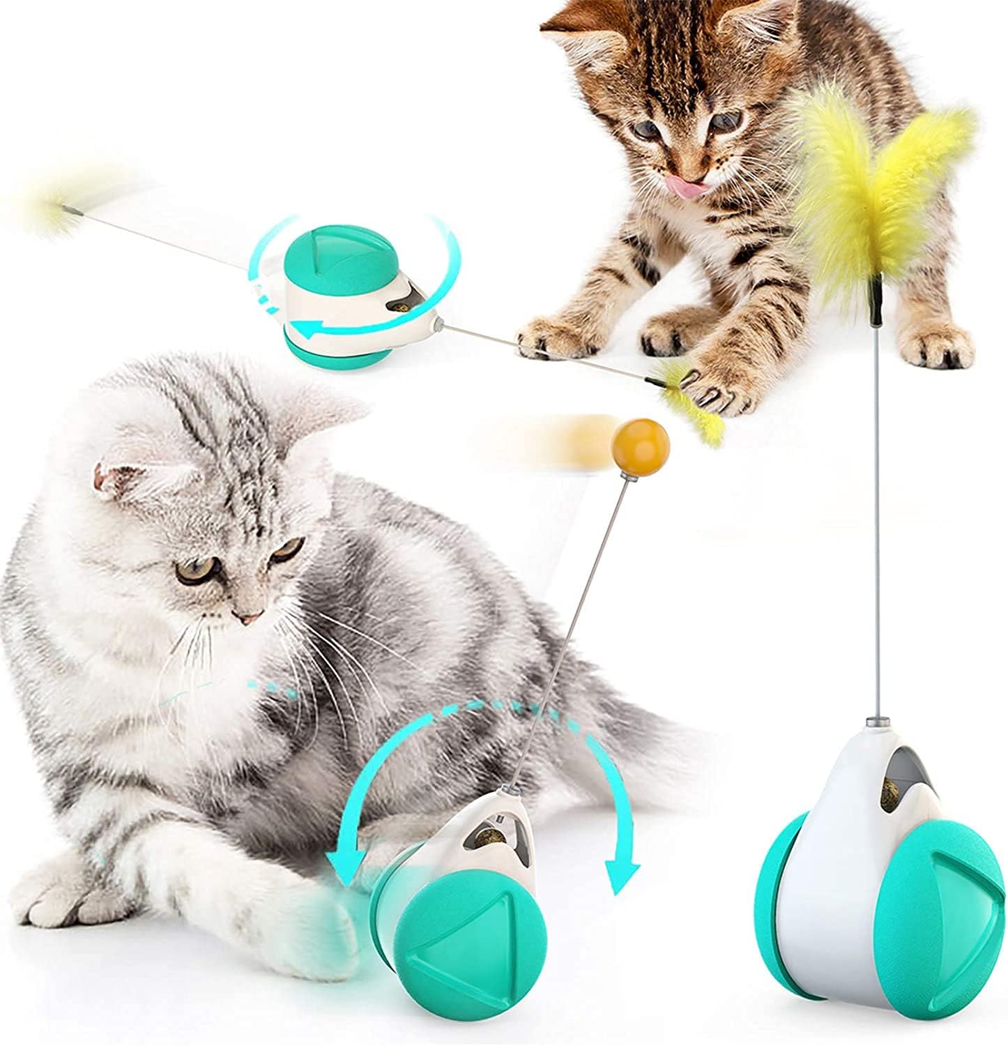 Pets Empire Interactive Cat Toys for Indoor Cats with Ball and Feather, Cat Feather Toy Automatic Self-Moving Funny Toy for Kittens Cats (Color May Vary)