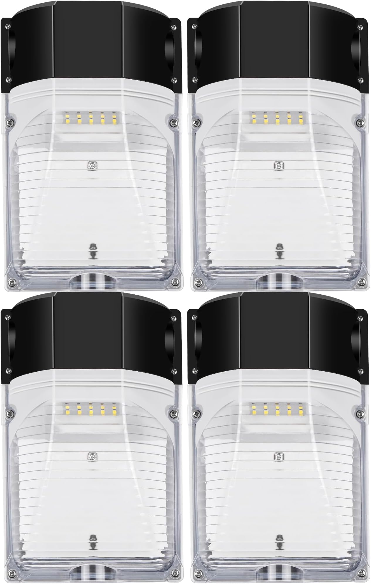 hykolity 30W LED Wall Pack Light with Photocell, 3450LM 5000K Daylight Dusk to Dawn 120V Outdoor Wall Mount Light, 150-250W MH/HPS Replacement, Waterproof Security Lighting - 4 Pack