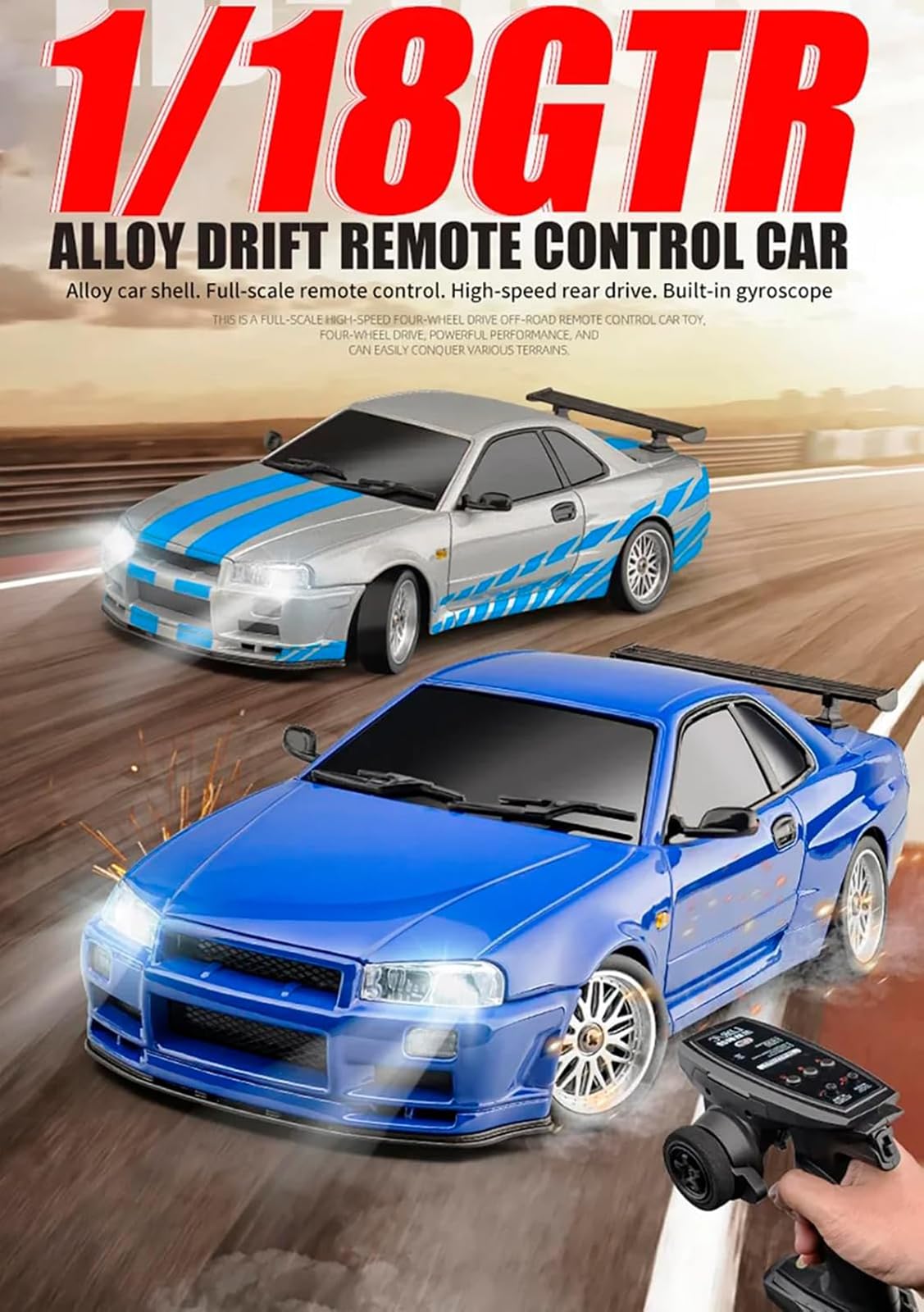 LD1899 1:18 RC Drift Car 2.4GHz RWD z żyroskopem na szosie Samochody wyścigowe z karoserią ze stopu aluminium Sterowanie radiowe dla dorosłych