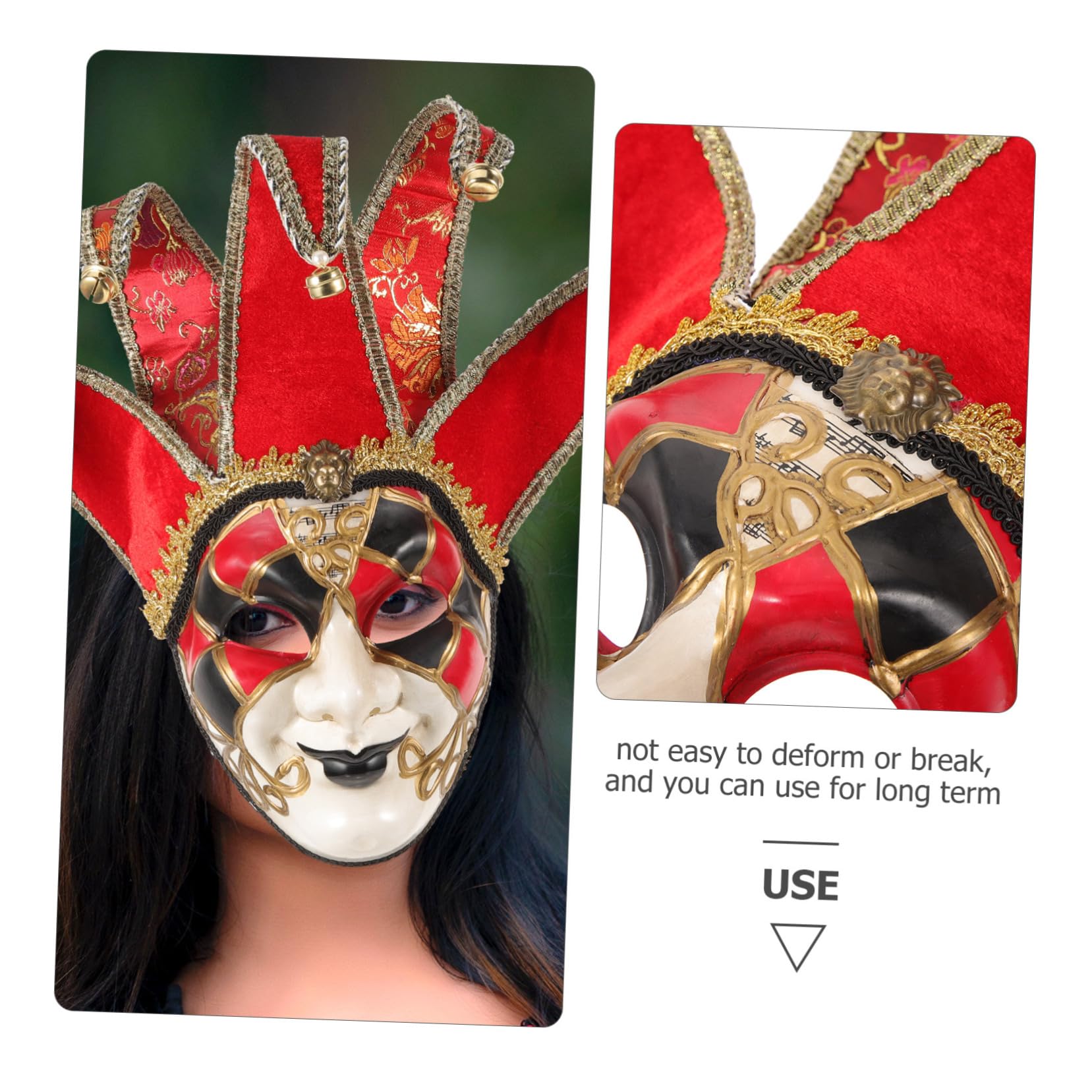 LIFKOME Maschera Veneziana in Plastica per Halloween Party Cosplay e Feste di Carnevale Leggera e Comoda da Indossare per Spettacoli e Ritratti Fotografici