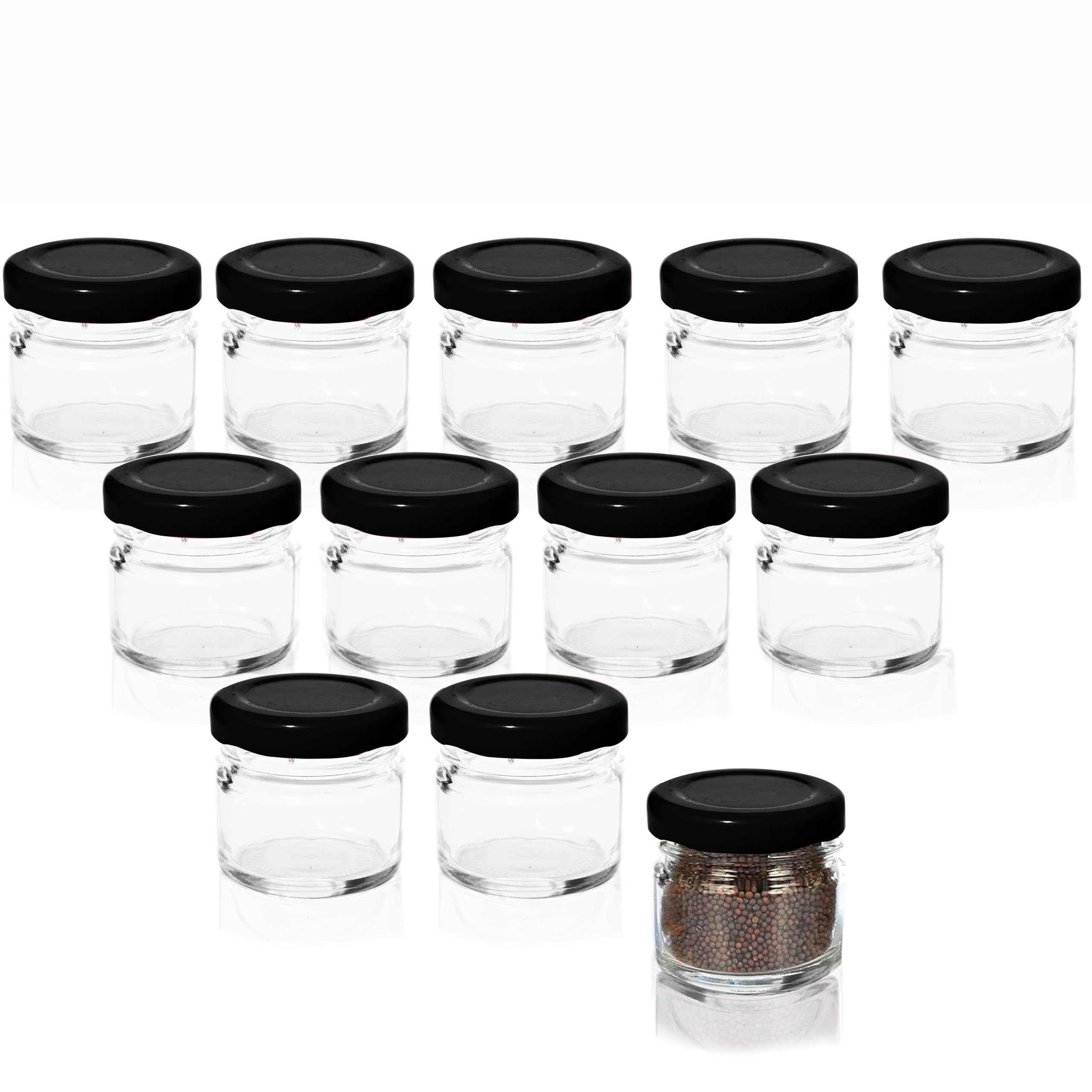 Pure Source India Small Glass Jar With Metal Black Colour Air Tight And Rust Proof Cap, Capacity 20gm (Clear) (12 PCS) (B0CYXWYF1V) Amazon Price History, Amazon Price Tracker