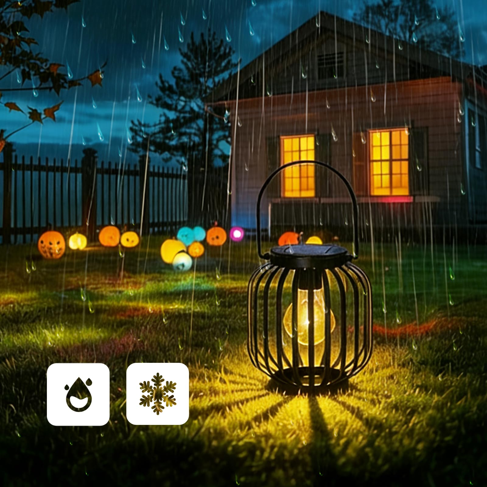 Lanterna con lampada a LED - Alimentata da pannello solare, non sono necessarie batterie, bella luce riflettente esterna in giardino e interno in casa, impermeabile