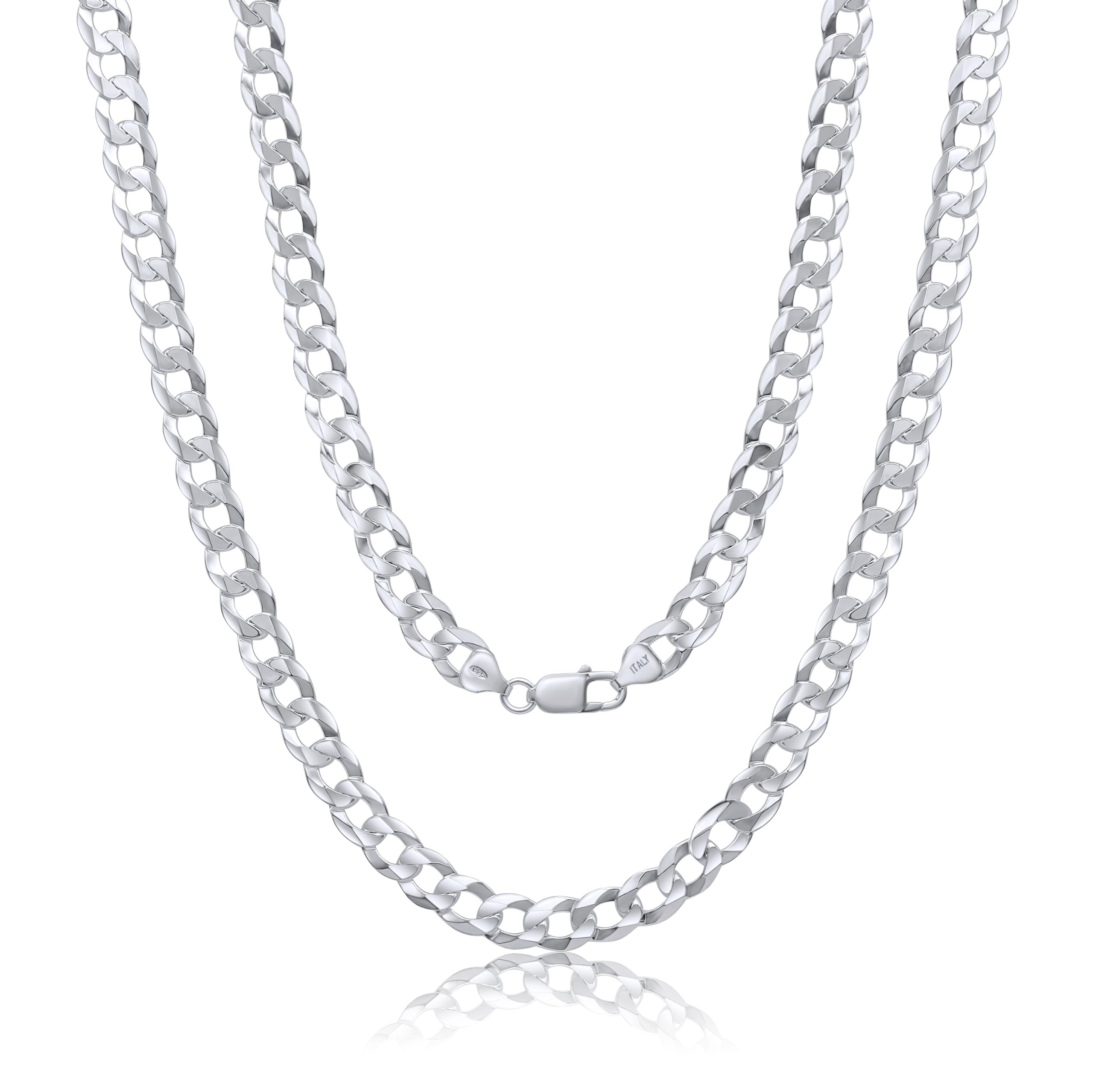 AKA Gioielli® - Panzerkette 9mm 925 Sterling Silber - Echt Silberkette, Halskette für Herren - Längen: 50, 55, 60, 65, 70, 75 cm - Made in Italy