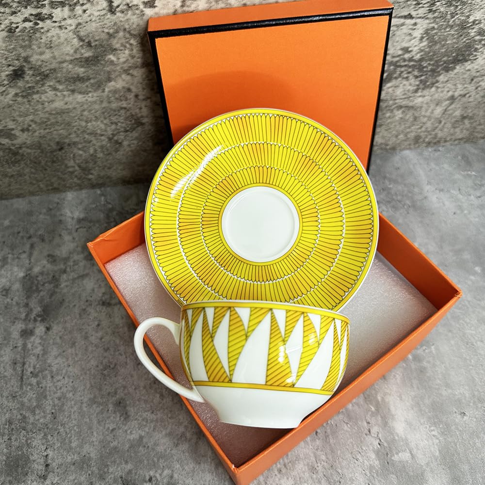 Tazas Cafe Juego de 2 Tazas de té de cerámica de Arte Vintage, Tazas y Platos de té y café, Tazas de té y platillos, los Mejores Regalos Juego De Cafe(7)