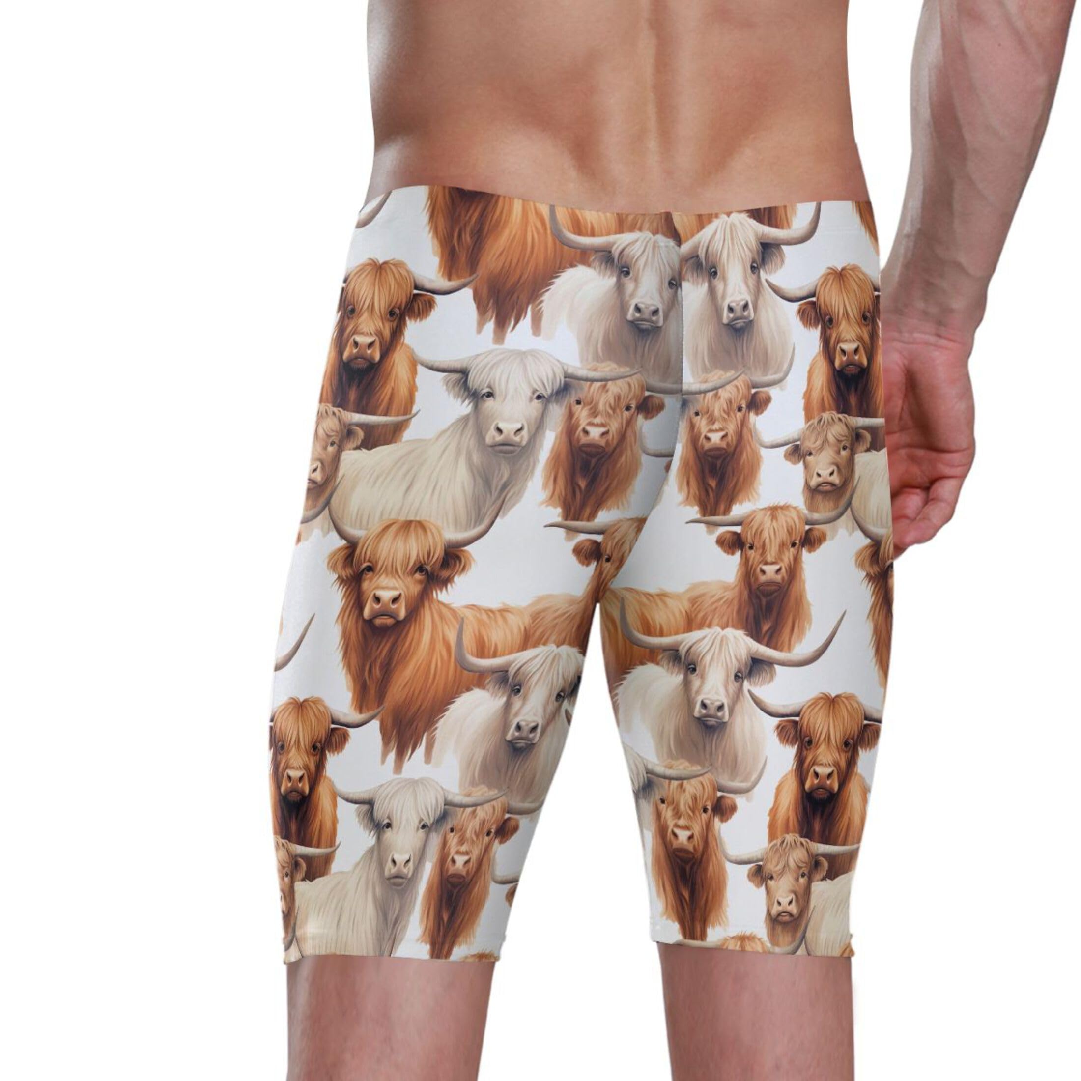 Highland Cow Animal Swim Jammers for Men Athletic Durable S B0403013