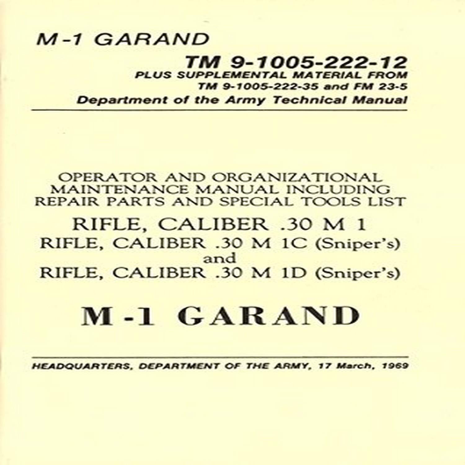 MILITARIA M-1 Garand Manual (TM 9-1005-222-12), Manilla