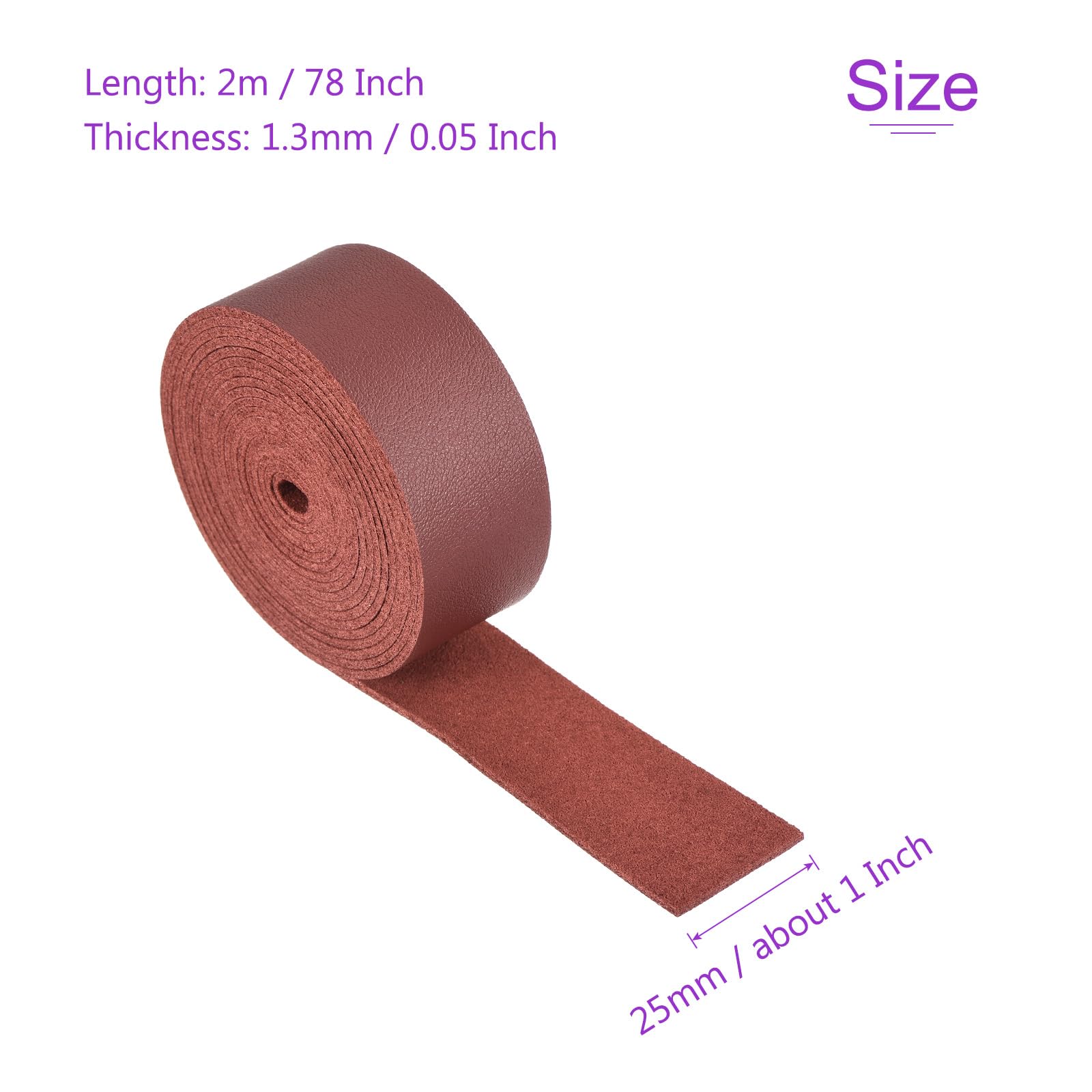 DMiotech Dark Red Faux Leather Strap 1 Inch Wide 78 Inch Long Flat Leather Belt Strip 1.3mm Thick Single Sided Cord for Arts Craft DIY Traction Ropes - Image 3