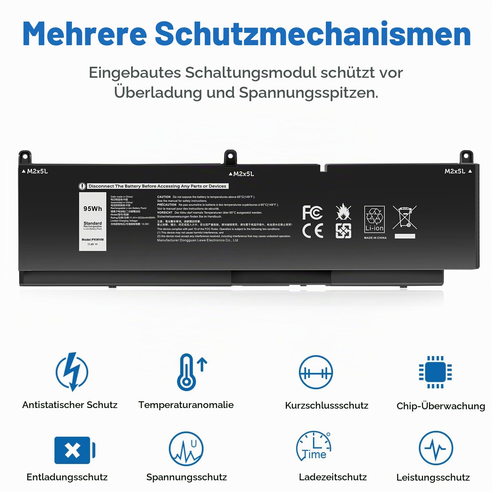ASUNCELL 11.4V/95Wh PKWVM Laptop Akku für Dell Precision 7550 7560 7750 7760 Mobile Workstation Series, Dell P44E P93F P44E001 P44E002 P93F001 P93F002 Series, PKWVM C903V CR72X 68ND3