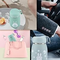 Vista 5 de Brown Vacuum Cup Insulated Coffee Bottle, 320ml Mini Vacuum Mug Cute Bottle, Stainless Steel Mini Thermal Travel Mug, Magic Rabbit Tea Milk Bottle