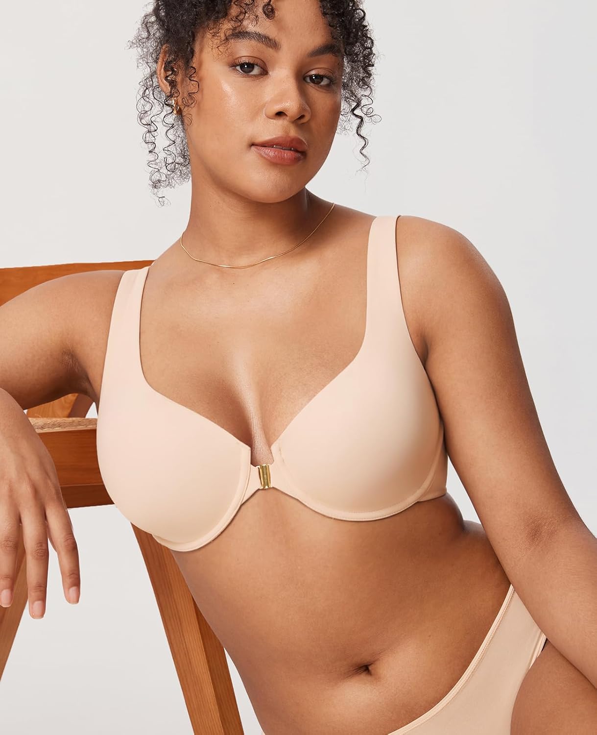 DELIMIRA Women's Confishape Front Closure Bras Balconette Plus Size Full Coverage Underwire Unlined Bra - Image 4