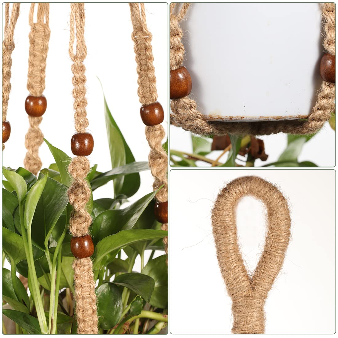 20 Makramee-Pflanzenaufhänger Aus Jute – Dekorative Hängekörbe Für Drinnen & Draußen (je 122 Cm)