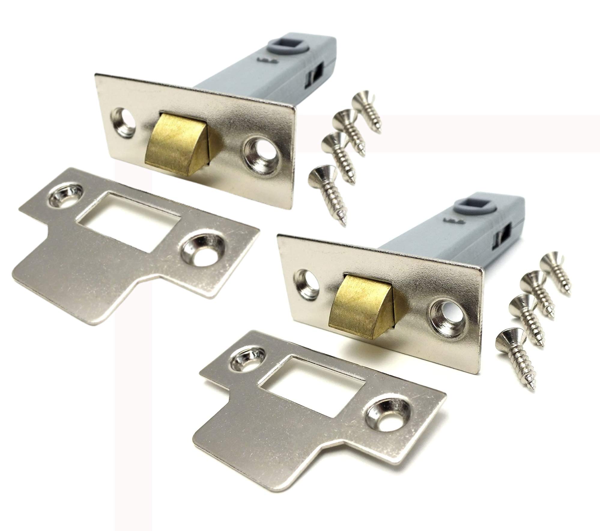 Tubular Latch mortice Nickle Plated 63mm 2.5" Pack of 2