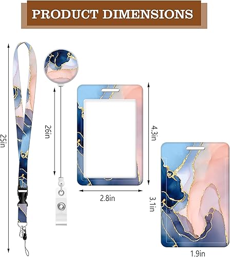 Miniatura 2 de BLOCIT Portatarjetas con cordón, portatarjetas de identificación a la moda con cordones retráctiles, clip de fibra suave de metal resistente para