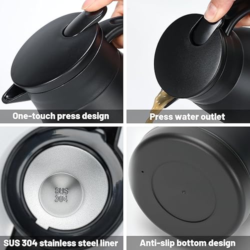 Miniatura 5 de Jarra térmica de 27 onzas con forro de cerámica, jarra pequeña aislada de acero inoxidable de 25.4 fl oz para mantener el café, el té y el agua