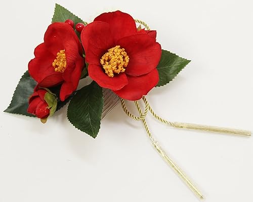 Amazon コサージュ 椿 髪飾り コーム ヘアアクセサリー 278 226 ピン コーム 通販