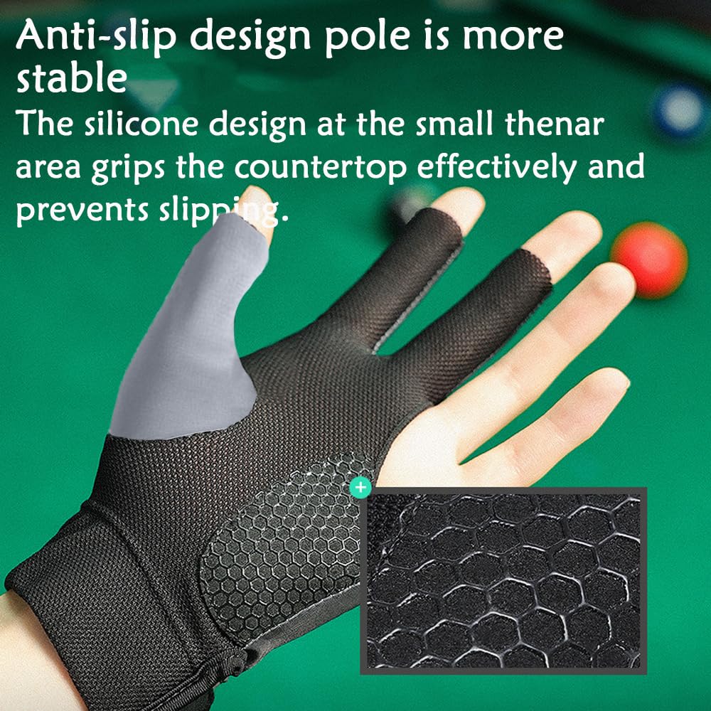 Guanti Da Biliardo Professionali 3 Dita - Antiscivolo Per Uomo E Donna - Foto 10