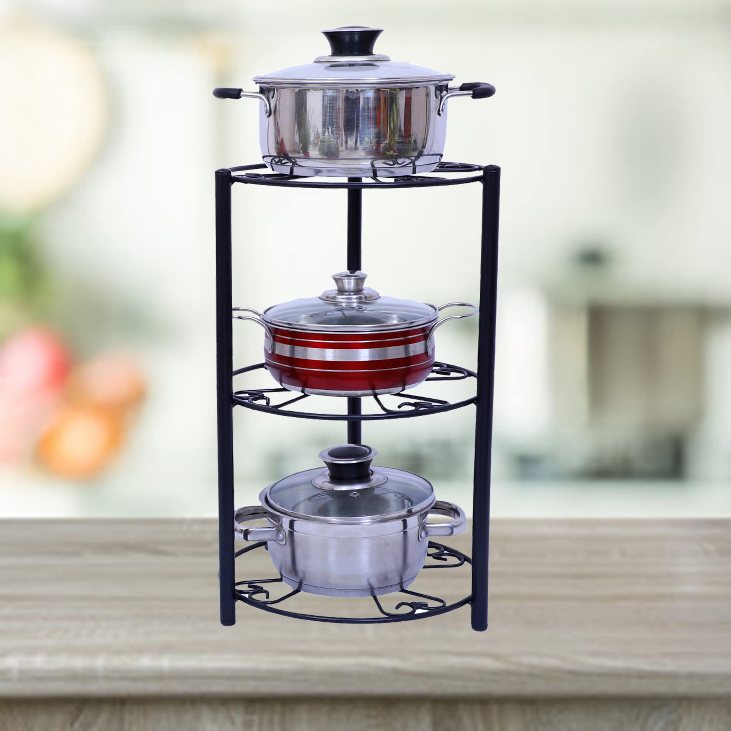 D&V ENGINEERING - Creative in innovation 3 Tier Kitchen Countertop Organizer/Plate Stand/Utensil Rack For Kitchen- Black (Metal), Tiered Shelf (B09MQWVWMH) Amazon Price History, Amazon Price Tracker