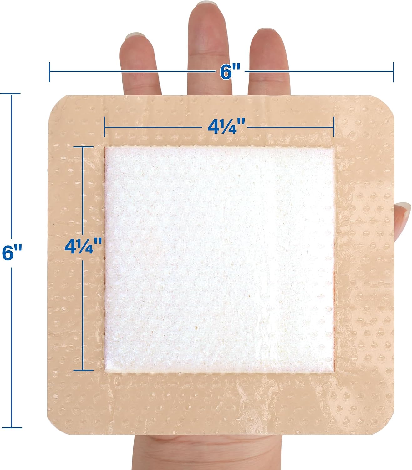 LotFancy Silicone Foam Dressing with Border, 6"x 6" (4.3"x 4.3" Pad), 5 Count, Sterile Wound Dressing for Bed Sores Pressure Ulcers, Emergency Wound Care Bandages, Highly Absorbent, Waterproof