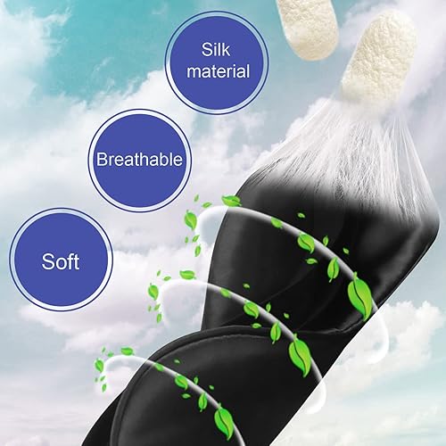 Miniatura 3 de Máscara de dormir para hombres y mujeres, paquete de 2 máscaras de ojos de seda suave para dormir con correa ajustable, cómoda luz de bloqueo de los