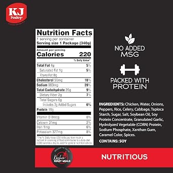 KJ Poultry Kosher Ready Meals - Chicken Chow Mein, MRE Meat Meals Ready to Eat, Gluten Free, Halal, (12 Pack) Prepared Entree Fully Cooked, Shelf Stable Microwave Dinner Travel Military Camping