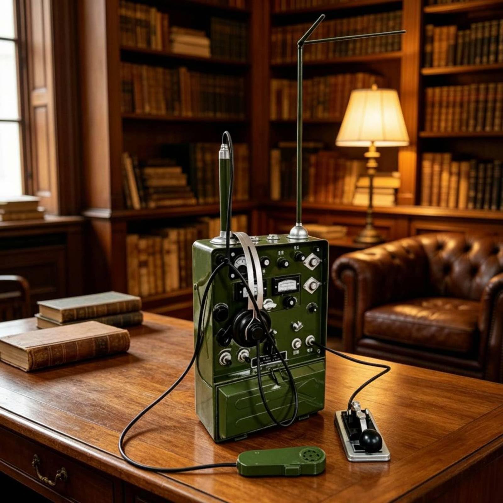 Comunicazione Apparecchio Telegrafo Retrò Modello Radiotrasmissione Accessorio Collezionismo Elemento Decorativo Realistico Adatto per Spazi di Studio, Verde