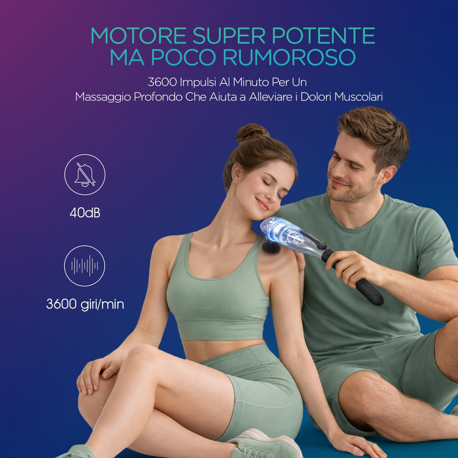 VOYOR-HEALTH Massaggiatore Schiena Elettrico Palmare per Collo e Spalle | Massaggio a Percussione Elettronico Senza Fili con 3 Teste di Massaggio, Ideale per Schiena, Gambe e Piedi, MH560