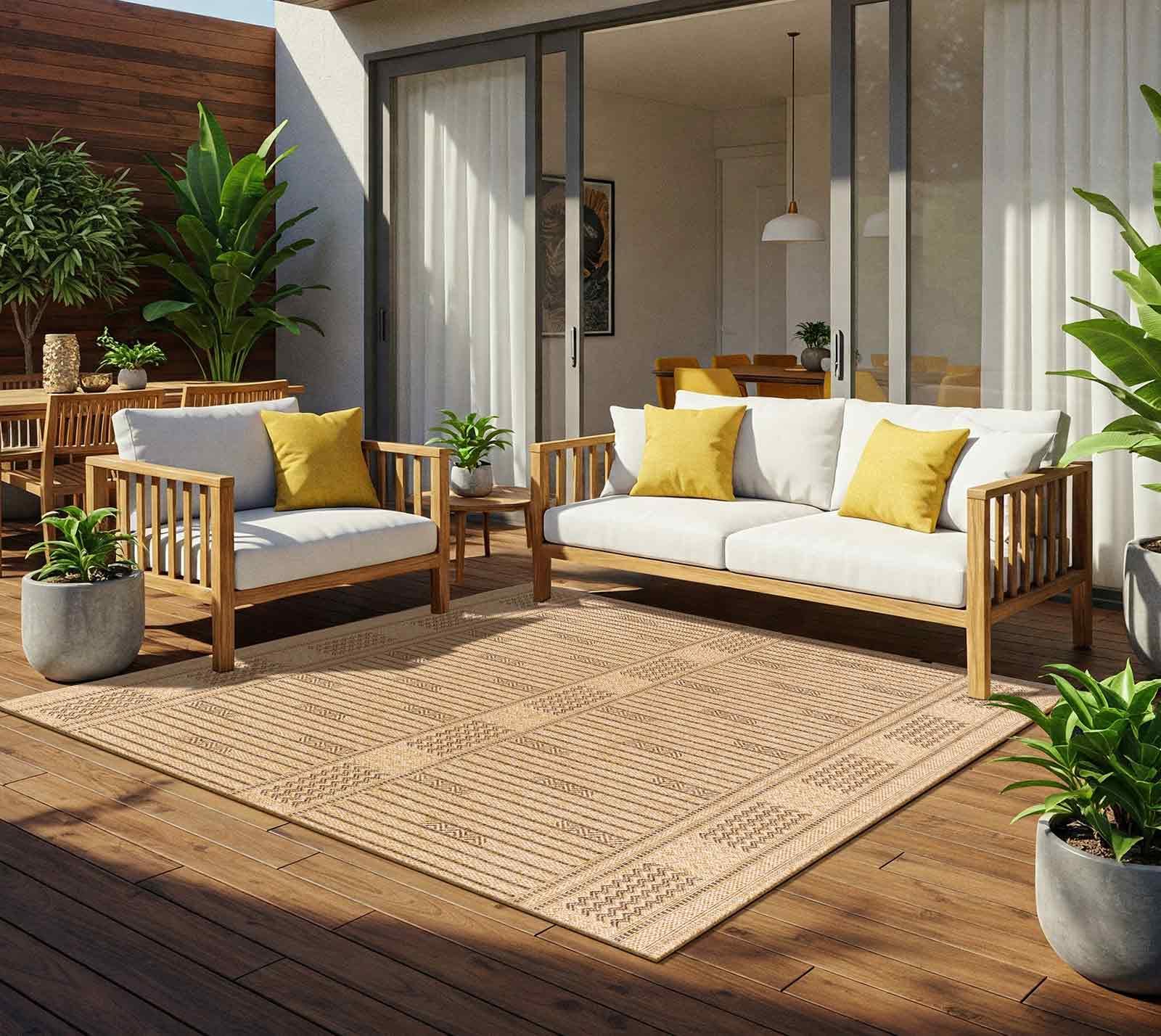 Livabliss Brown Mirage-Cottage Tan Fringe In- & Outdoor Jute-Look Rug - 200 X 275 Cm