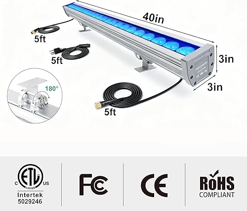 Miniatura 2 de Luz LED inteligente para arandela de pared, barra de luz LED RGBCW de 168 W con control grupal e individual, temporizador, modos de sincronización