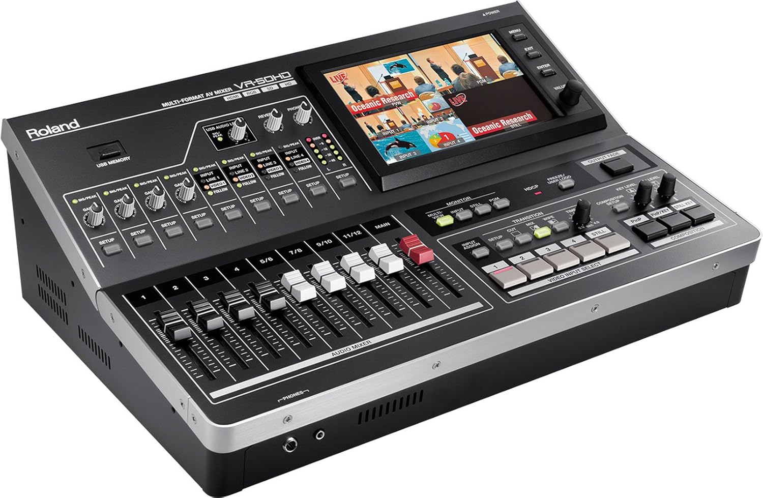 Roland VR-50HD All-in-One HD Multi-Format AV Mixer with USB 3.0 for Web Streaming & Recording