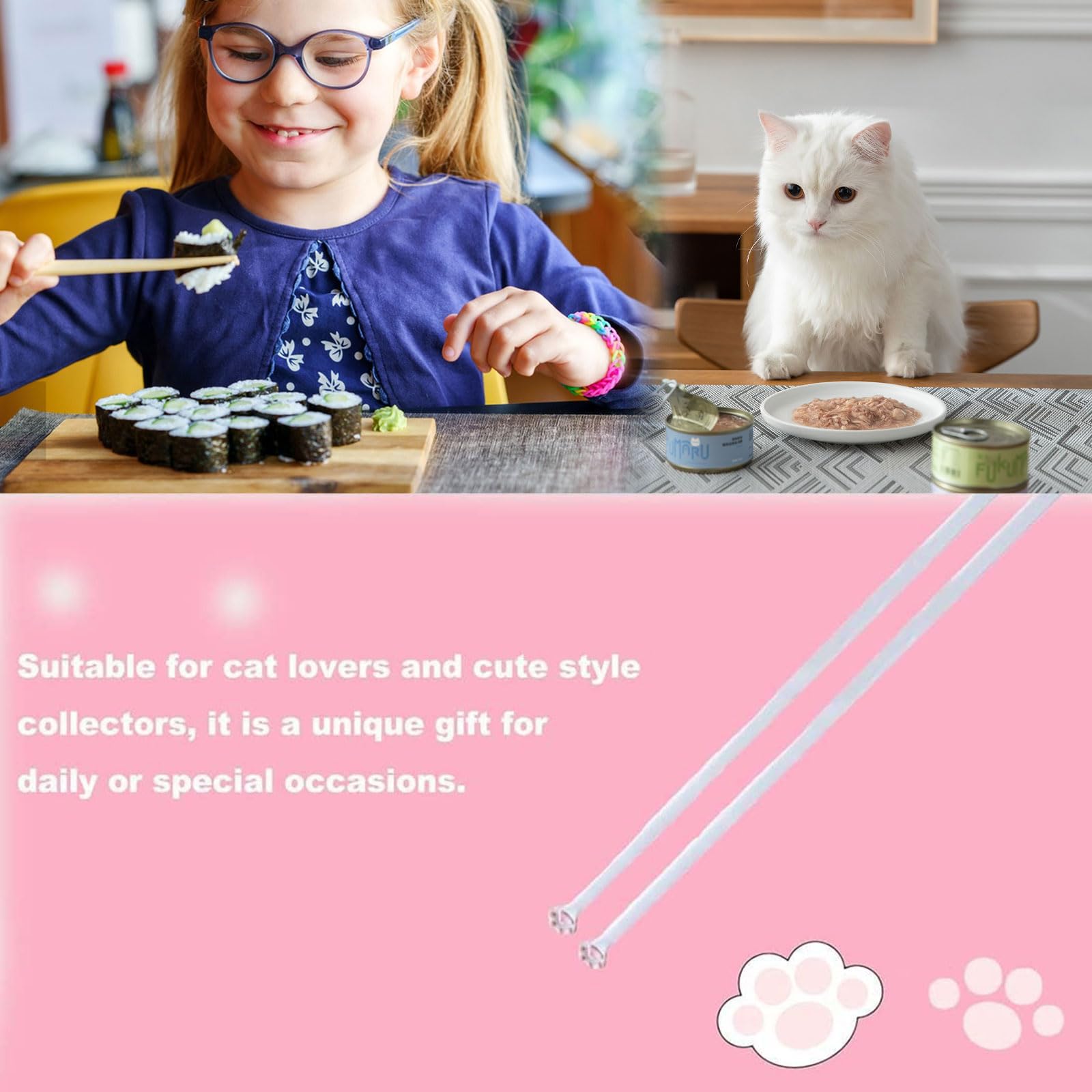 3 Paar Essstäbchen Mit Katzenpfoten - Niedliche Stäbchen Für Kinder Und Katzenfans
