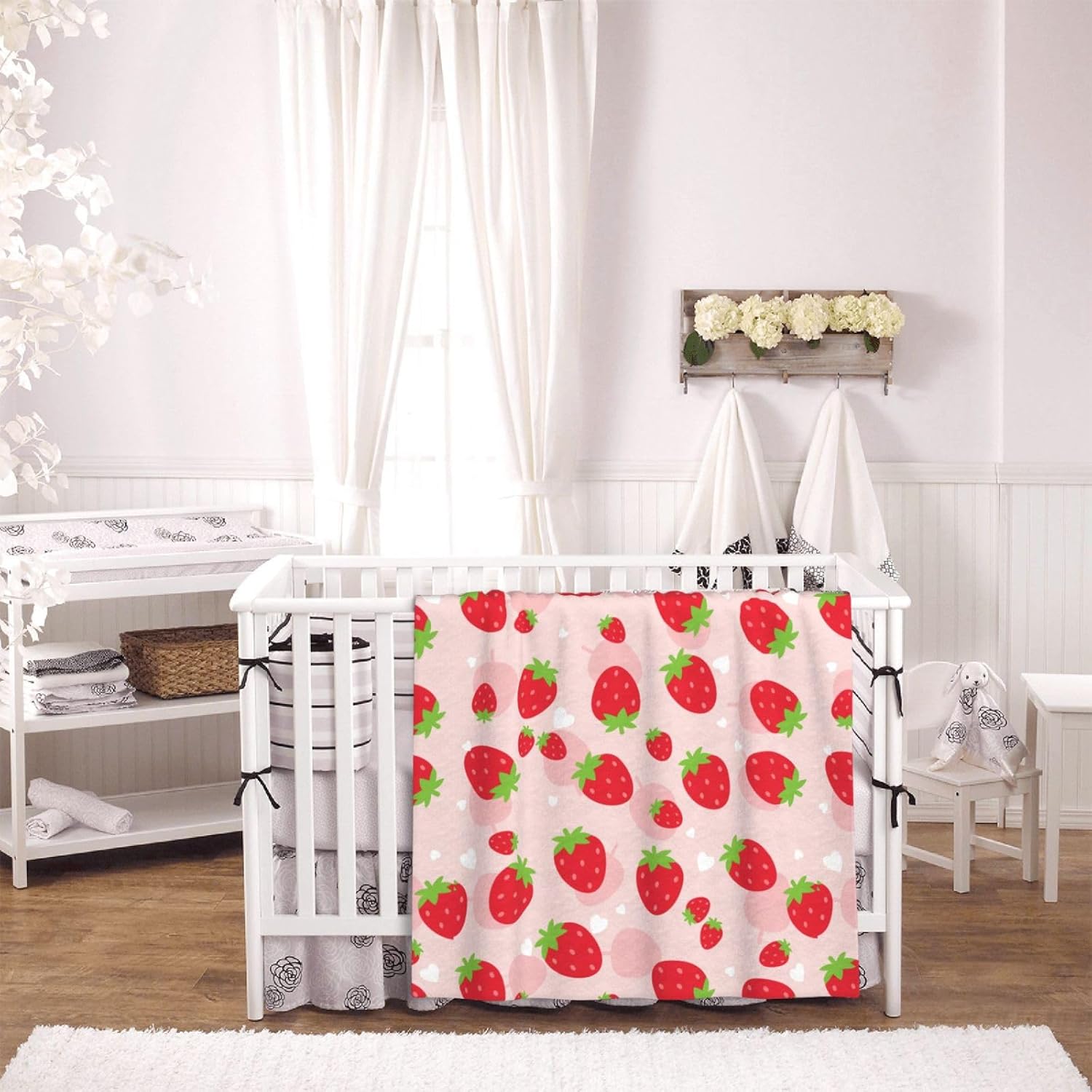 Red Strawberry Throw Blankets All Season Ultra Soft Warm Fleece Blanket for Home Bed Sofa Couch Chair Outdoor Travel Camping 40x30 Inch - Image 5