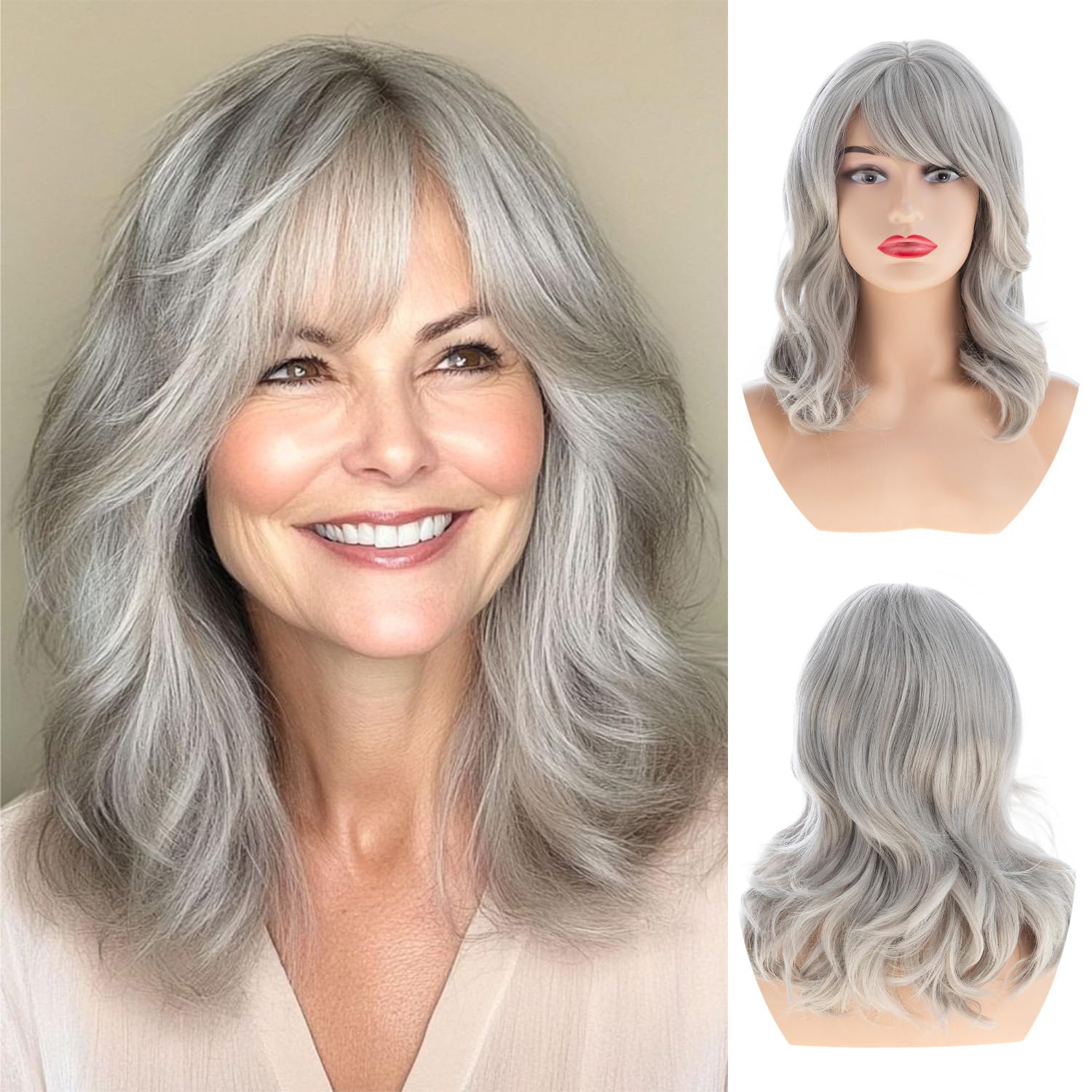 Amazon.com : Sallcks Short Grey Bob Wig for White Women 