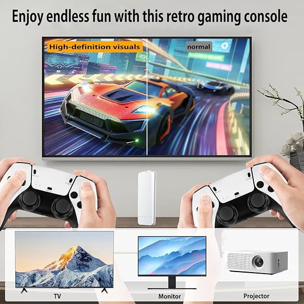 Console Rétrogaming TV Stick HDMI 4K – 20 000+ Jeux Sélectionnés, 23 Émulateurs Classiques – 2 Manettes sans Fil - 2