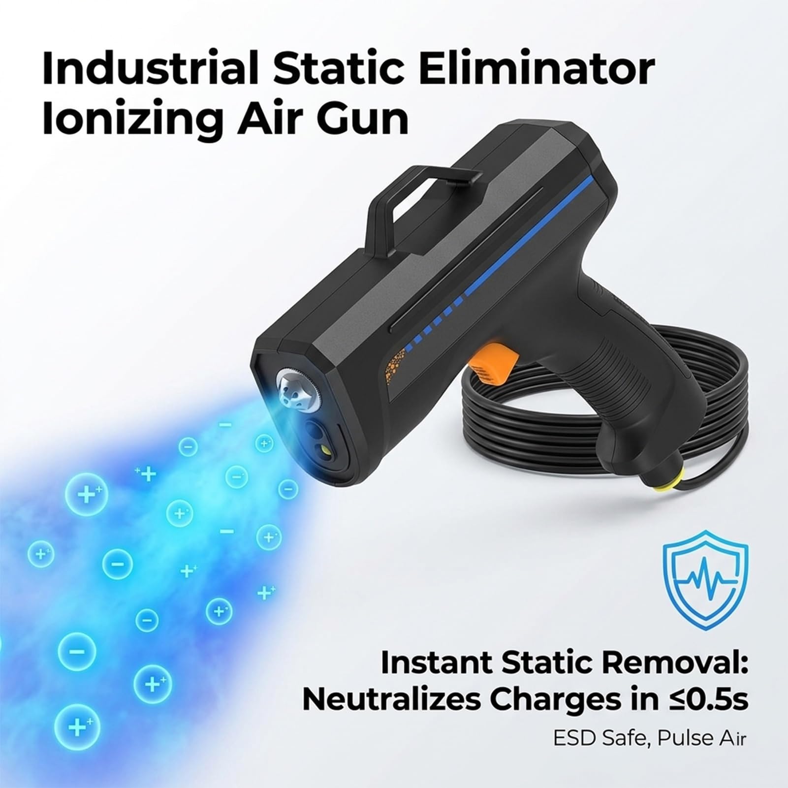 Pistola Antiestática,Pistola Aire Ionizante/Eliminador Estática/Modo Impulso/Láser/Luz LED/Preparación Pintura/Aguja Tungsteno/Descarga Estática Rápida/Aplicación(B)