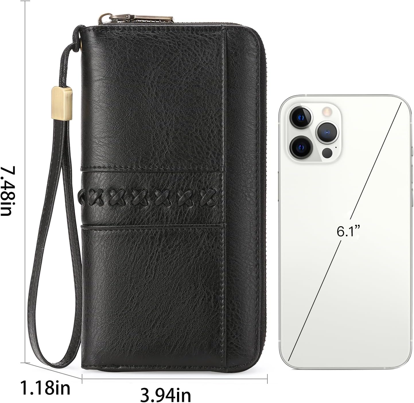 GOIACII Wallet for Women Ladies Wristlet Long Purse Zip Around Clutch RFID Blocking Vegan Leather - Image 4