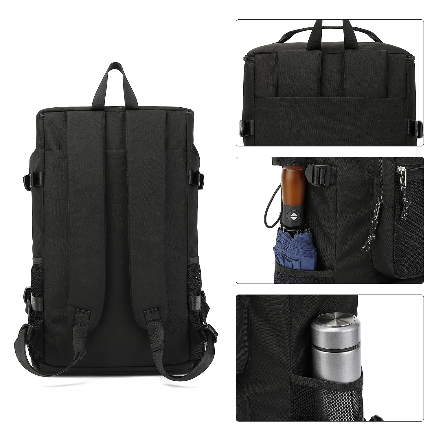 Kalesi Borsone da palestra a 4 vie, impermeabile, con scomparto per scarpe, per viaggi, sport, escursionismo, computer portatile, nero, X-Large, Zaini da viaggio