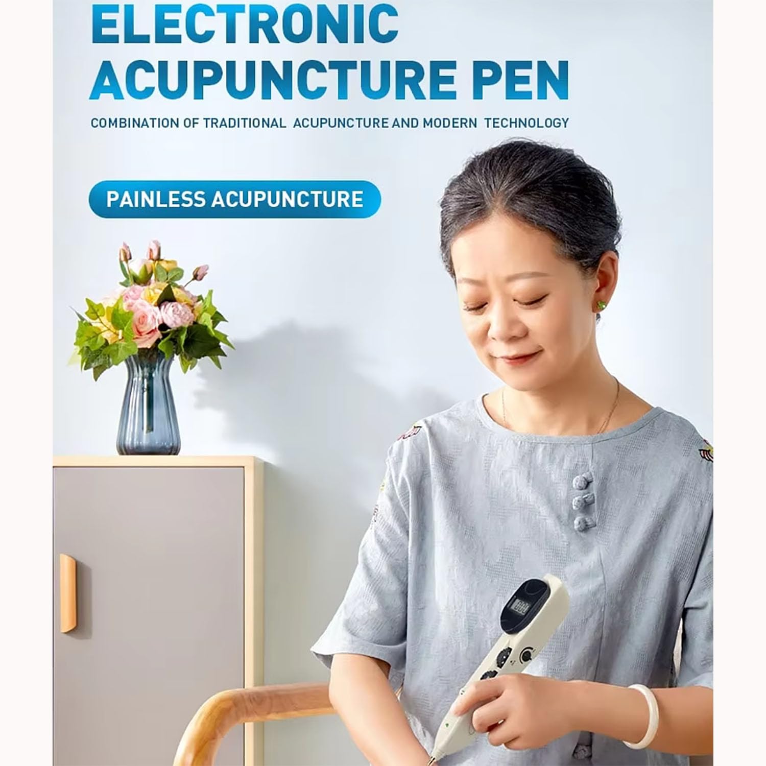 Bolígrafo Localizador Automático De Puntos De Acupuntura, Bolígrafo De Acupuntura para Masaje Terapéutico del Dolor con Frecuencia Y 10 Intensidades Ajustables Y Sensibilidad Ajustable