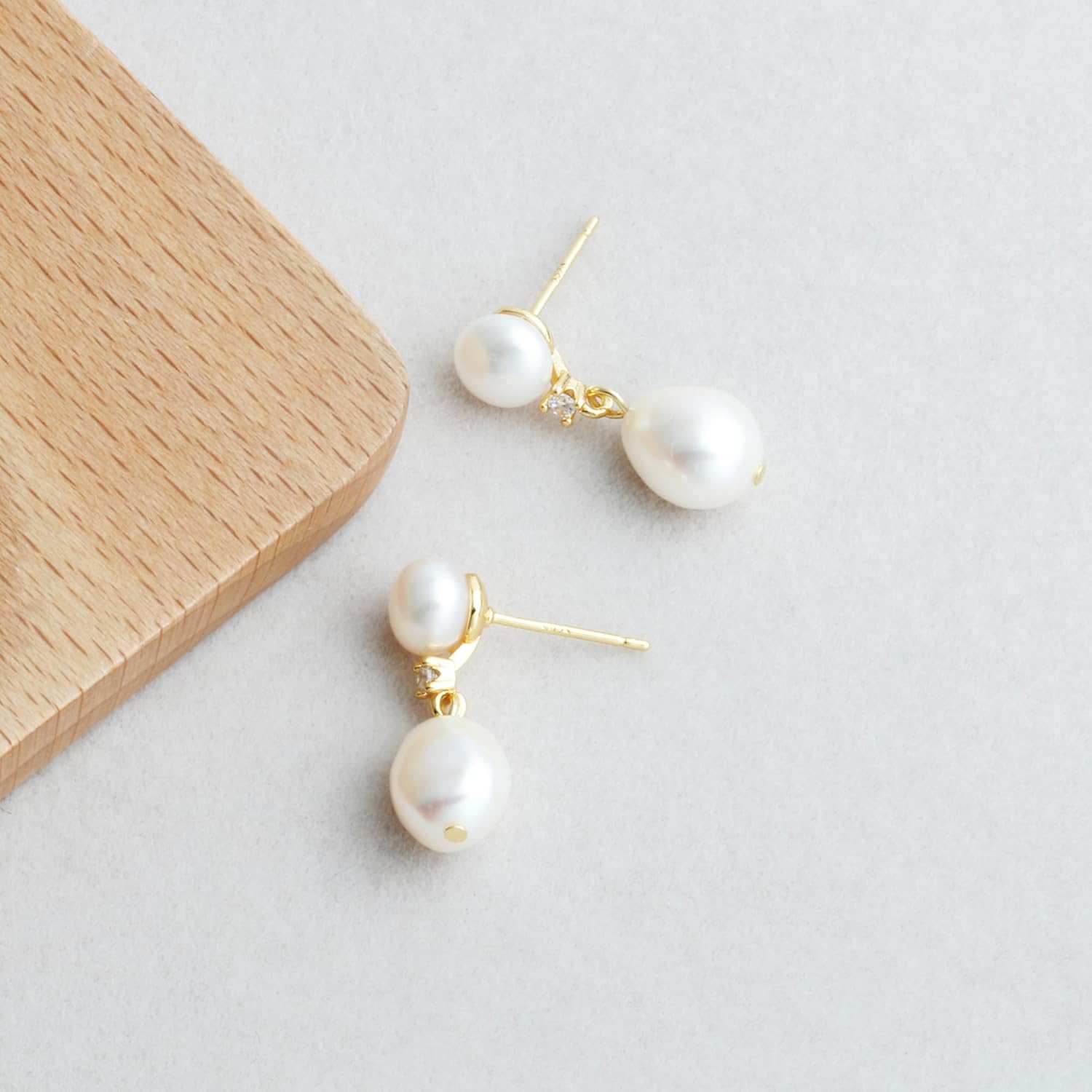 Handmade Freshwater Cultured Baroque Pearl Dangling Drop Earrings for Women, 14K Gold Plated - Image 4