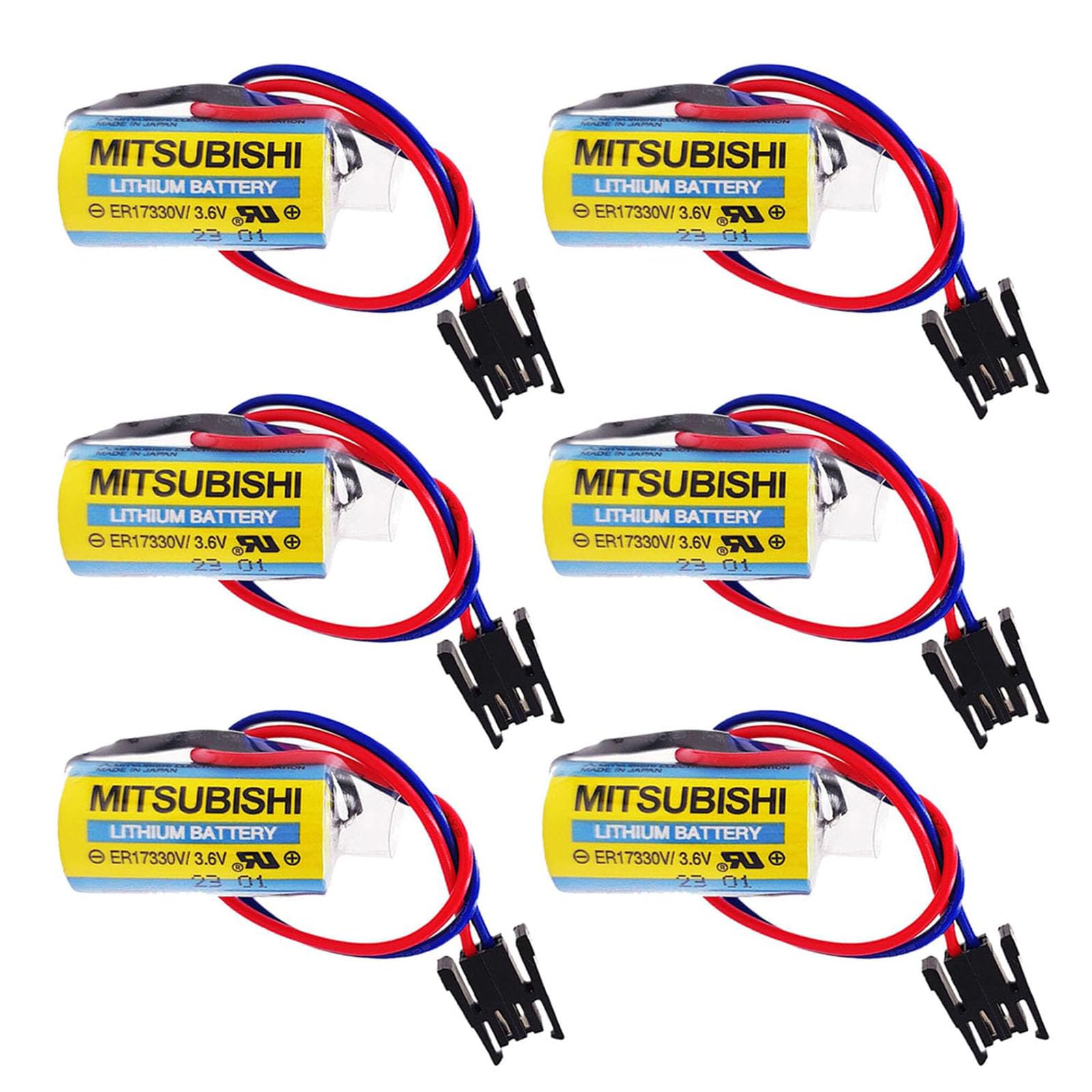 [6 Pack] 3.6V ER17330V Battery 1700mAh A6BAT-MR-BAT for FANUC CNC System