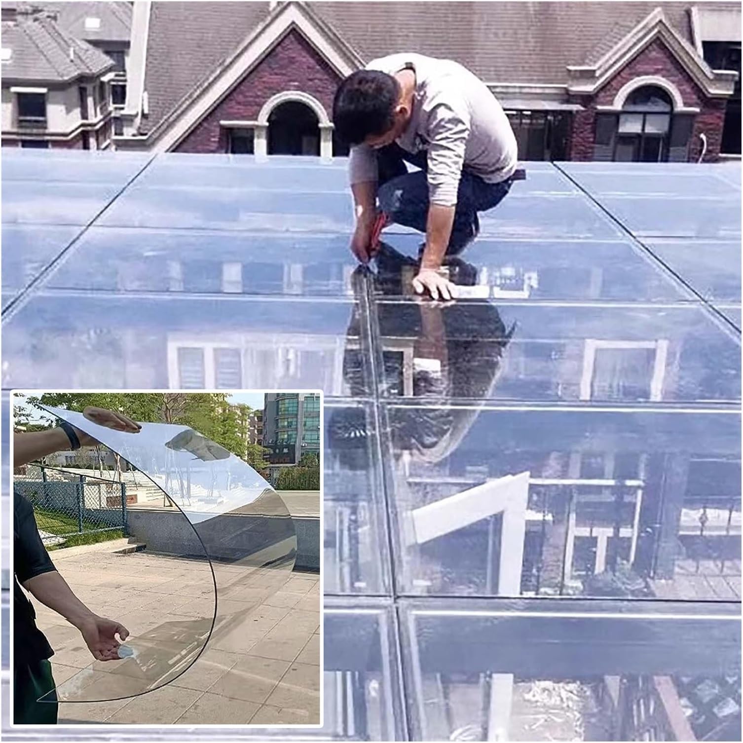 Polycarbonate Panel Plastic Roofing Sheet Outdoor Clear, Sturdy Patio Polycarbonate Greenhouse Panels, Uv Protection Rain Pergola Roof Panels, for Greenhouse,Awning Shed Cover,Easy Cut(6 x 26.2ft)