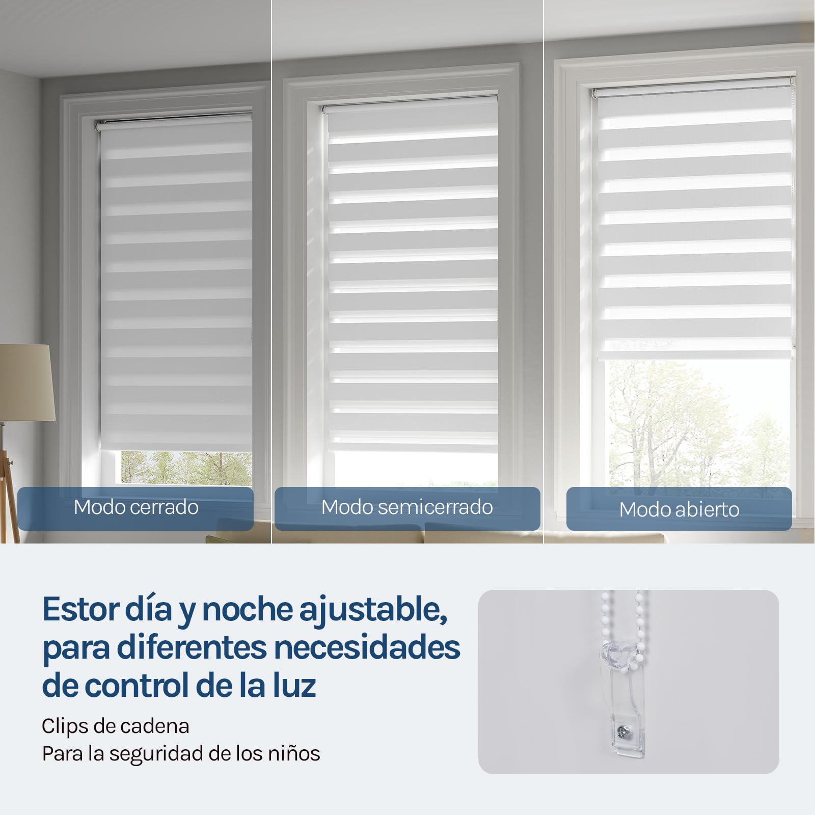 WOLTU Estor Noche y Dia Sin Taladrar, Estor Enrollable Doble