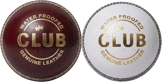 Playzoo Shield 20 Cricket Balls | Colour: Red &amp; White | Pack Size: Pack of 2 | Water-Resistant Leather Ball | Suitable for...