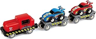 Race Car Transporter | Six-Piece Wooden Toy Train Car Transport Set for Kids