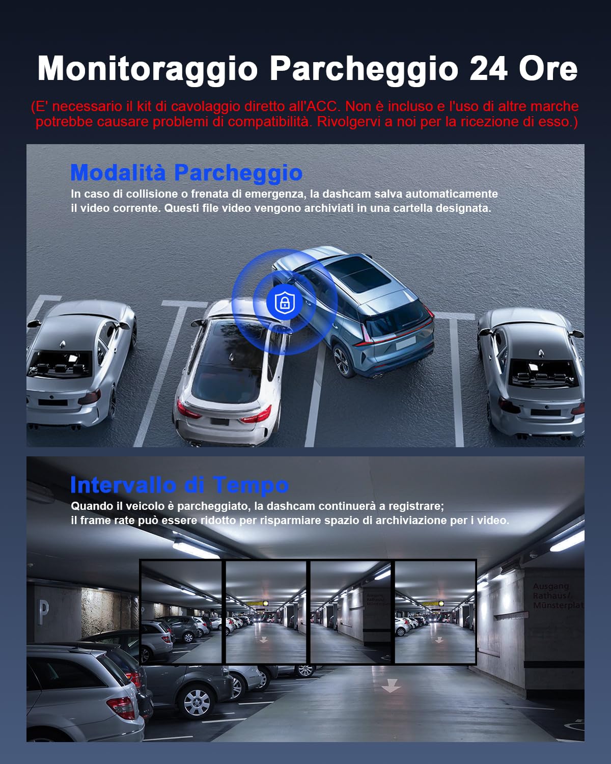 Avylet Dash Cam Auto 4K+1080P Anteriore e Posteriore, Schermo da 1,5", WiFi 5GHz, Grandangolo 170°+150°, Visione Notturna, Modalità Parcheggio 24H, WDR, App, G-Sensor, Loop, Supporta 256GB