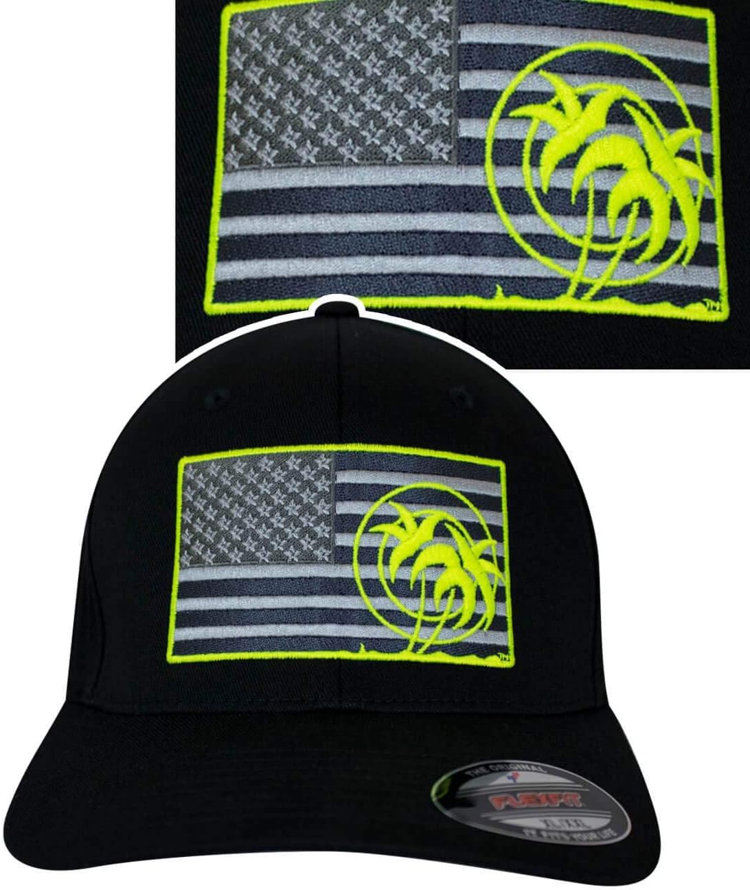 "Strong Neon Yellow Flag Classic Fitted Premium Hat – Black Baseball Cap (Small) | Structured Cap with Neon Yellow Flag Embroidery | Unisex Lifestyle Hat