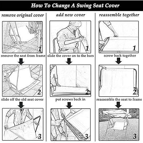 Miniatura 8 de Asiento de repuesto para columpios de patio, funda de asiento de columpio de tela gruesa impermeable 900D, resistente para 23 plazas (color negro,