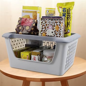 5 Tiers Plastic Kitchen Stacking Storage Baskets Bins, Grey
