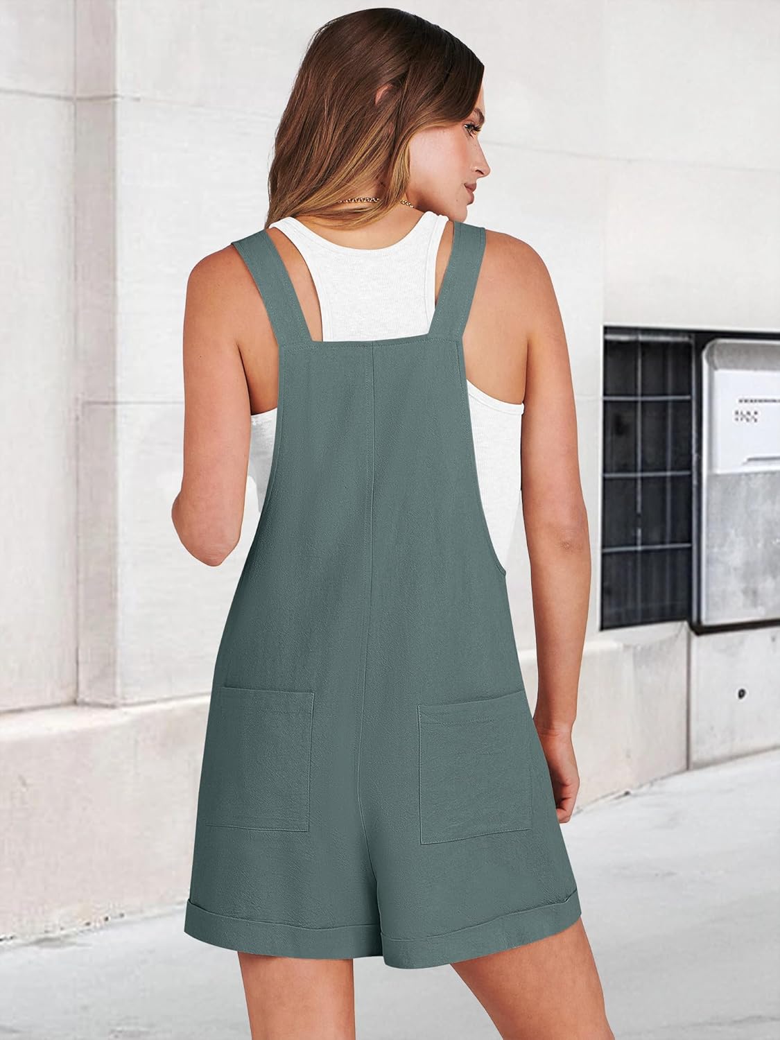 ANRABESS Women's Short Overalls Summer Adjustable Strap Loose Fit Bib Shortalls Rompers Spring Travel Vacation Clothes - Image 2